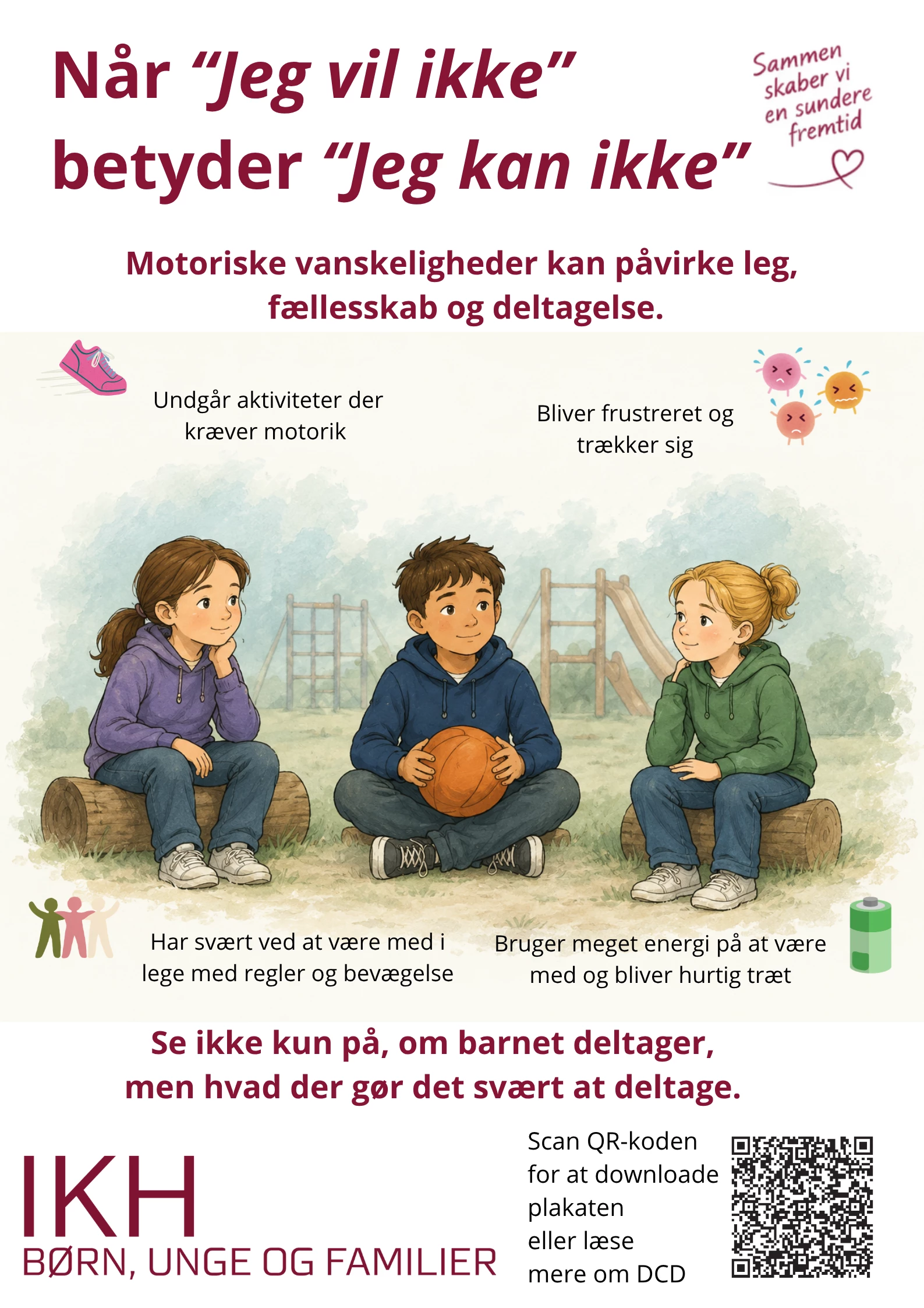 Plakat om DCD: "Når jeg vil ikke, betyder det jeg kan ikke"